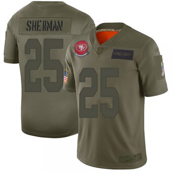 Youth 49ers #25 Richard Sherman Camo Stitched Football Limited 2019 Salute to Service Jersey