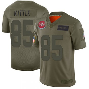 Youth 49ers #85 George Kittle Camo Stitched Football Limited 2019 Salute to Service Jersey