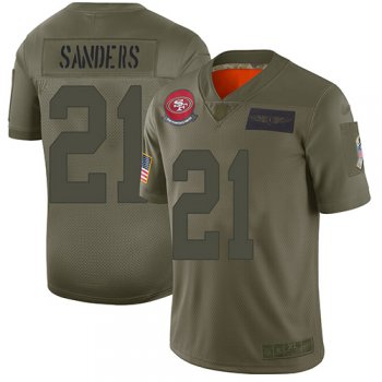 Youth 49ers #21 Deion Sanders Camo Stitched Football Limited 2019 Salute to Service Jersey