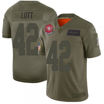 Youth 49ers #42 Ronnie Lott Camo Stitched Football Limited 2019 Salute to Service Jersey