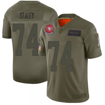 Youth 49ers #74 Joe Staley Camo Stitched Football Limited 2019 Salute to Service Jersey