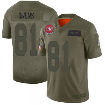 Youth 49ers #81 Terrell Owens Camo Stitched Football Limited 2019 Salute to Service Jersey