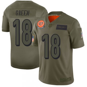 Youth Bengals #18 A.J. Green Camo Stitched Football Limited 2019 Salute to Service Jersey