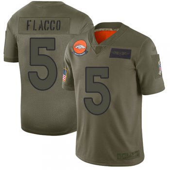 Youth Broncos #5 Joe Flacco Camo Stitched Football Limited 2019 Salute to Service Jersey