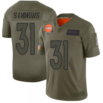 Youth Broncos #31 Justin Simmons Camo Stitched Football Limited 2019 Salute to Service Jersey