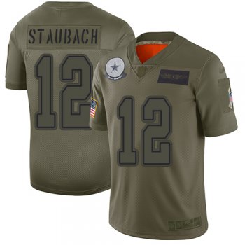 Youth Cowboys #12 Roger Staubach Camo Stitched Football Limited 2019 Salute to Service Jersey