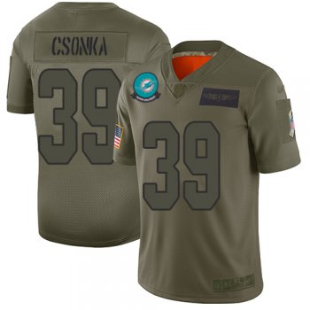 Youth Dolphins #39 Larry Csonka Camo Stitched Football Limited 2019 Salute to Service Jersey