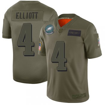 Youth Eagles #4 Jake Elliott Camo Stitched Football Limited 2019 Salute to Service Jersey