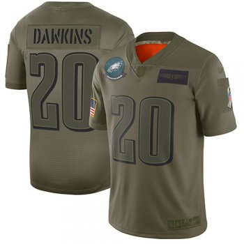 Youth Eagles #20 Brian Dawkins Camo Stitched Football Limited 2019 Salute to Service Jersey