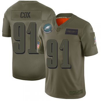 Youth Eagles #91 Fletcher Cox Camo Stitched Football Limited 2019 Salute to Service Jersey