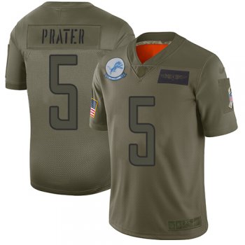 Youth Lions #5 Matt Prater Camo Stitched Football Limited 2019 Salute to Service Jersey