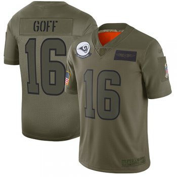 Youth Rams #16 Jared Goff Camo Stitched Football Limited 2019 Salute to Service Jersey