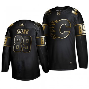 Men's Calgary Flames #89 Alan Quine 2019 Golden Edition Authentic Adidas Black Jersey