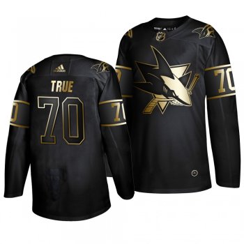 Men's #70 Alexander True San Jose Sharks 2019 Golden Edition Authentic Adidas Black Jersey