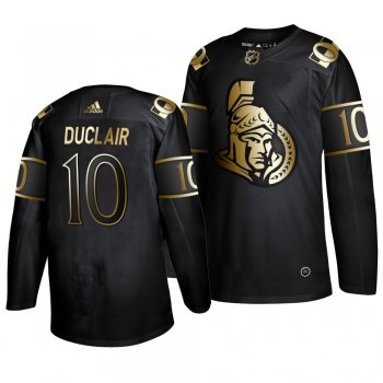 Men's Ottawa Senators #10 Anthony Duclair Golden Edition Authentic Adidas Jersey Black