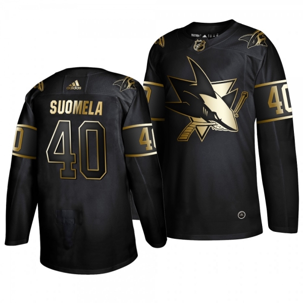 Men's #40 Antti Suomela San Jose Sharks 2019 Golden Edition Authentic Adidas Black Jersey