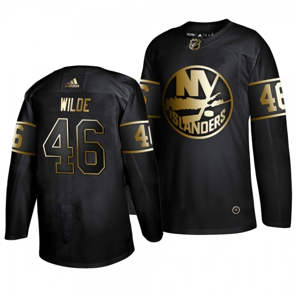 Men's Black Golden Edition Authentic Adidas Jersey New York Islanders #46 Bode Wilde