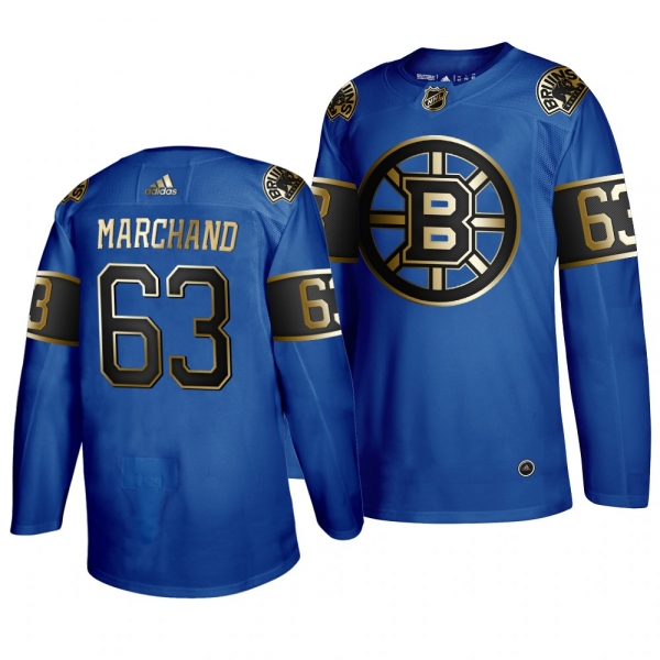 Men's Father's Day Black Golden Royal Jersey Boston Bruins #63 Brad Marchand