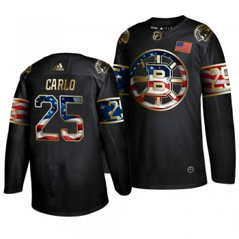 Men's Boston Bruins Brandon Carlo Black Golden Edition Adidas Independence Day Jersey