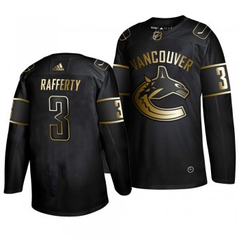 Men's Black Golden Edition Authentic Adidas Jersey Vancouver Canucks #3 Brogan Rafferty