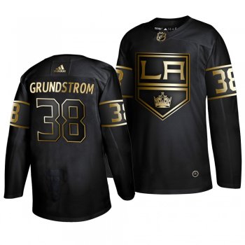 Men's Los Angeles Kings #38 Carl Grundstrom 2019 Golden Edition Authentic Adidas Black Jersey