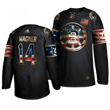 Men's Boston Bruins Chris Wagner Black Golden Edition Adidas Independence Day Jersey