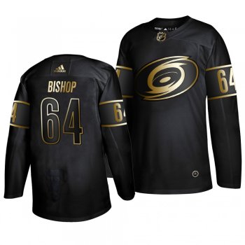 Men's Carolina Hurricanes #64 Clark Bishop 2019 Golden Edition Authentic Adidas Black Jersey