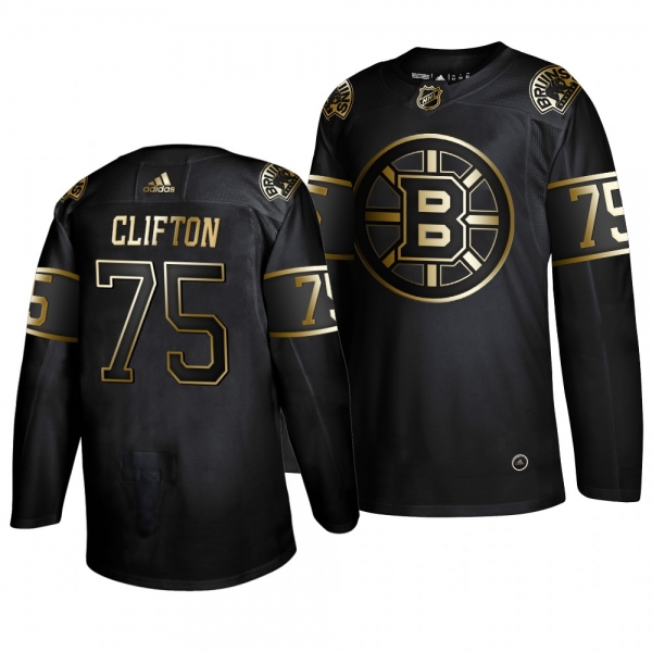 Men's Boston Bruins #75 Connor Clifton 2019 Golden Edition Authentic Adidas Black Jersey