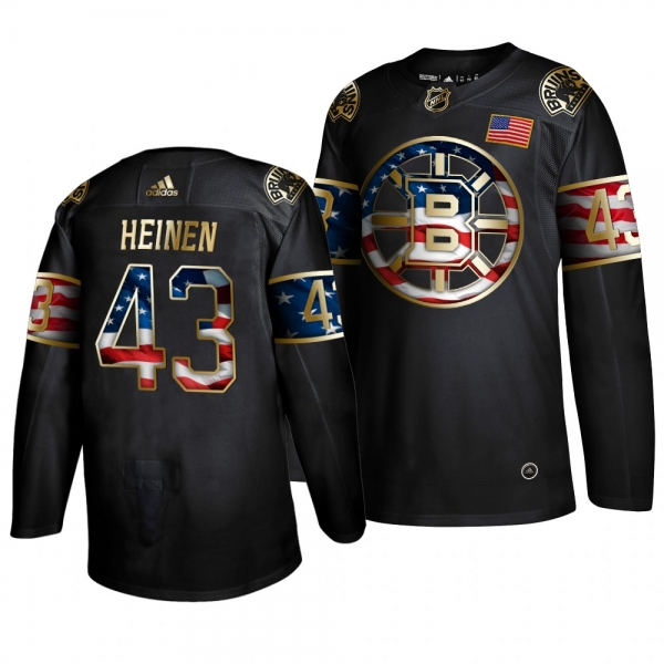 Men's Boston Bruins Danton Heinen Black Golden Edition Adidas Independence Day Jersey