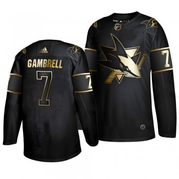 Men's #7 Dylan Gambrell San Jose Sharks 2019 Golden Edition Authentic Adidas Black Jersey