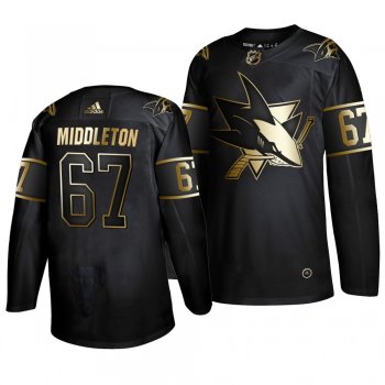 Men's #67 Jacob Middleton San Jose Sharks 2019 Golden Edition Authentic Adidas Black Jersey