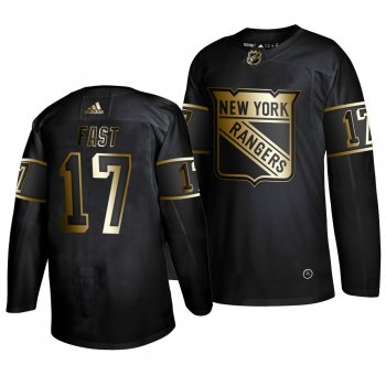 Men's New York Rangers #17 Jesper Fast Golden Edition Authentic Adidas Jersey Black