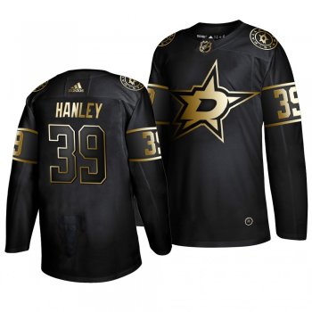 Men's Dallas Stars #39 Joel Hanley 2019 Golden Edition Authentic Adidas Black Jersey