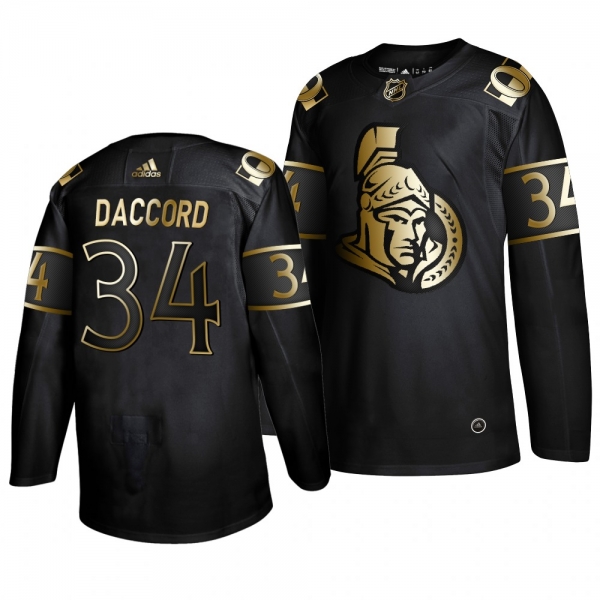 Men's Black Golden Edition Authentic Adidas Jersey Ottawa Senators #34 Joey Daccord