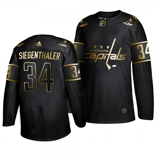 Men's #34 Jonas Siegenthaler Washington Capitals 2019 Golden Edition Authentic Adidas Black Jersey