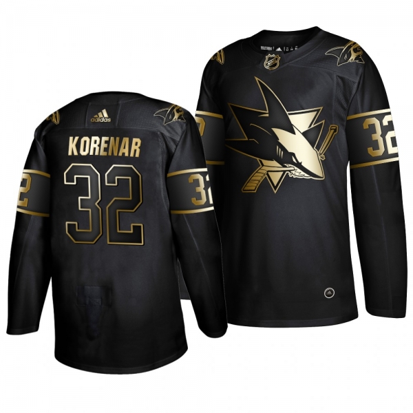 Men's #32 Josef Korenar San Jose Sharks 2019 Golden Edition Authentic Adidas Black Jersey