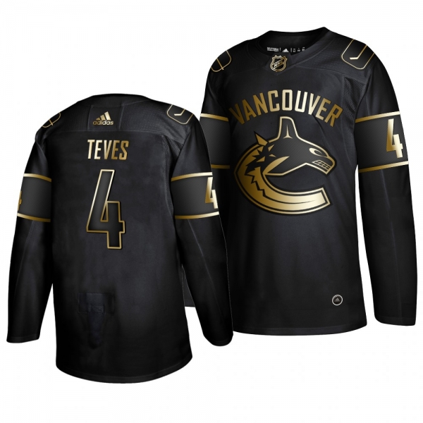 Men's #4 Josh Teves Vancouver Canucks 2019 Golden Edition Authentic Adidas Black Jersey