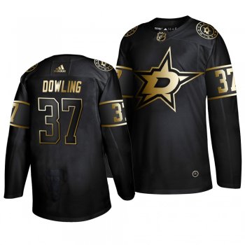 Men's Dallas Stars #37 Justin Dowling 2019 Golden Edition Authentic Adidas Black Jersey