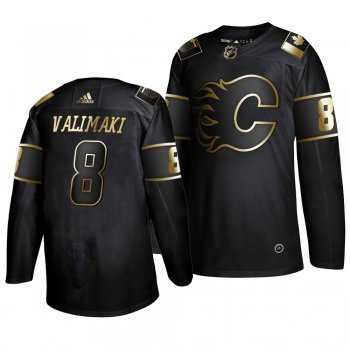 Men's Calgary Flames #8 Juuso Valimaki 2019 Golden Edition Authentic Adidas Black Jersey