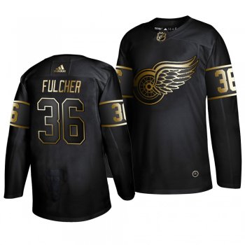 Men's Detroit Red Wings #36 Kaden Fulcher 2019 Golden Edition Authentic Adidas Black Jersey