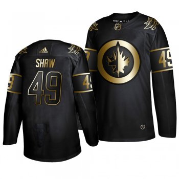 Men's #49 Logan Shaw Winnipeg Jets 2019 Golden Edition Authentic Adidas Black Jersey