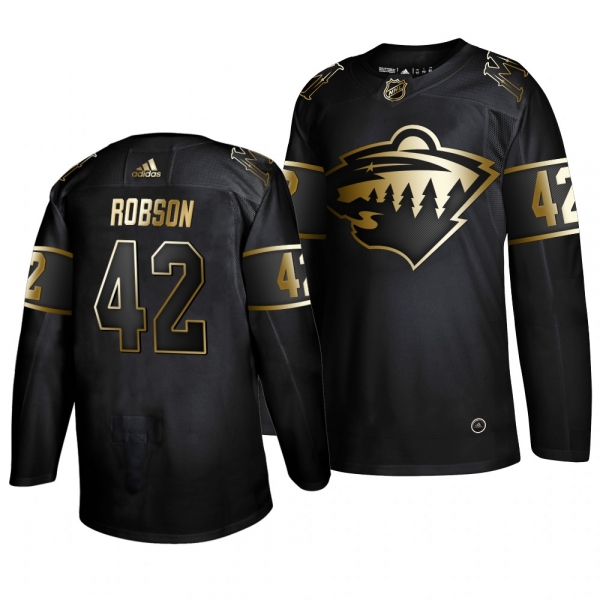 Men's #42 Mat Robson Minnesota Wild 2019 Golden Edition Authentic Adidas Black Jersey