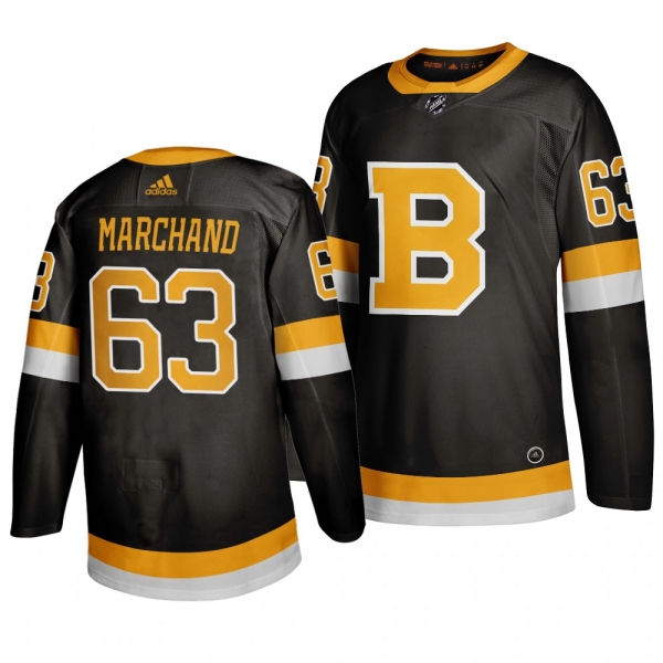 Men's Brad Marchand #63 Boston Bruins 2019-20 Adidas Authentic Third Black Jersey