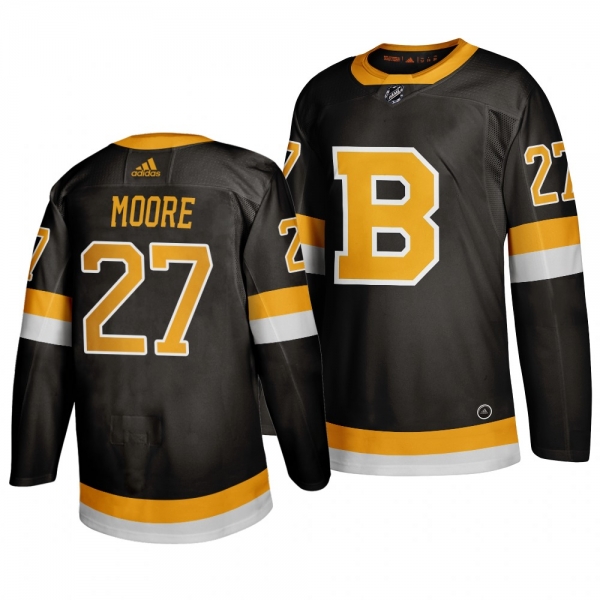 Men's John Moore #27 Boston Bruins 2019-20 Adidas Authentic Third Black Jersey