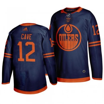 Men's Colby Cave #12 Edmonton Oilers 2019-20 Adidas Authentic Third Alternate Blue Jersey