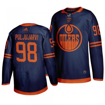 Men's Jesse Puljujarvi #98 Edmonton Oilers 2019-20 Adidas Authentic Third Alternate Blue Jersey