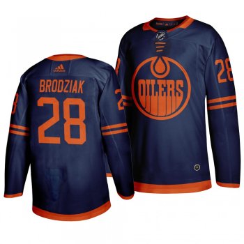 Men's Kyle Brodziak #28 Edmonton Oilers 2019-20 Adidas Authentic Third Alternate Blue Jersey