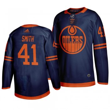 Men's Mike Smith #41 Edmonton Oilers 2019-20 Adidas Authentic Third Alternate Blue Jersey