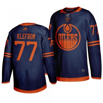 Men's Oscar Klefbom #77 Edmonton Oilers 2019-20 Adidas Authentic Third Alternate Blue Jersey