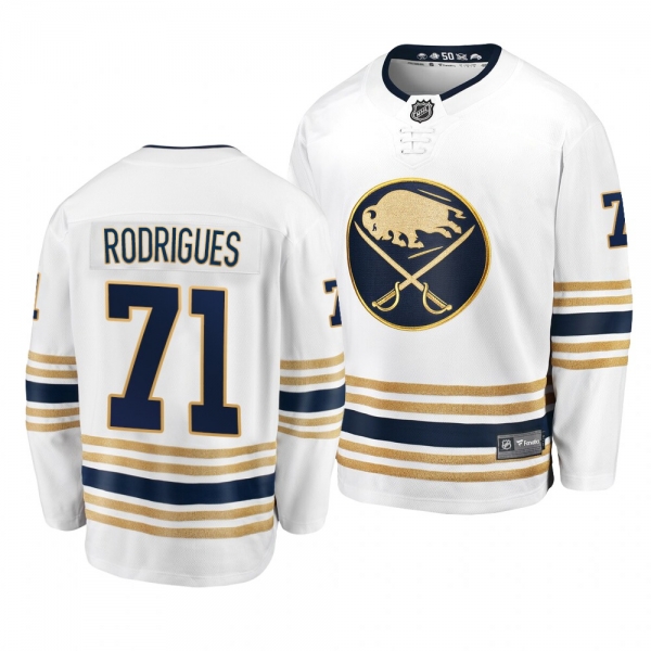 Men's #71 Evan Rodrigues Buffalo Sabres 2019-20 50th Season Premier Breakaway White Jersey